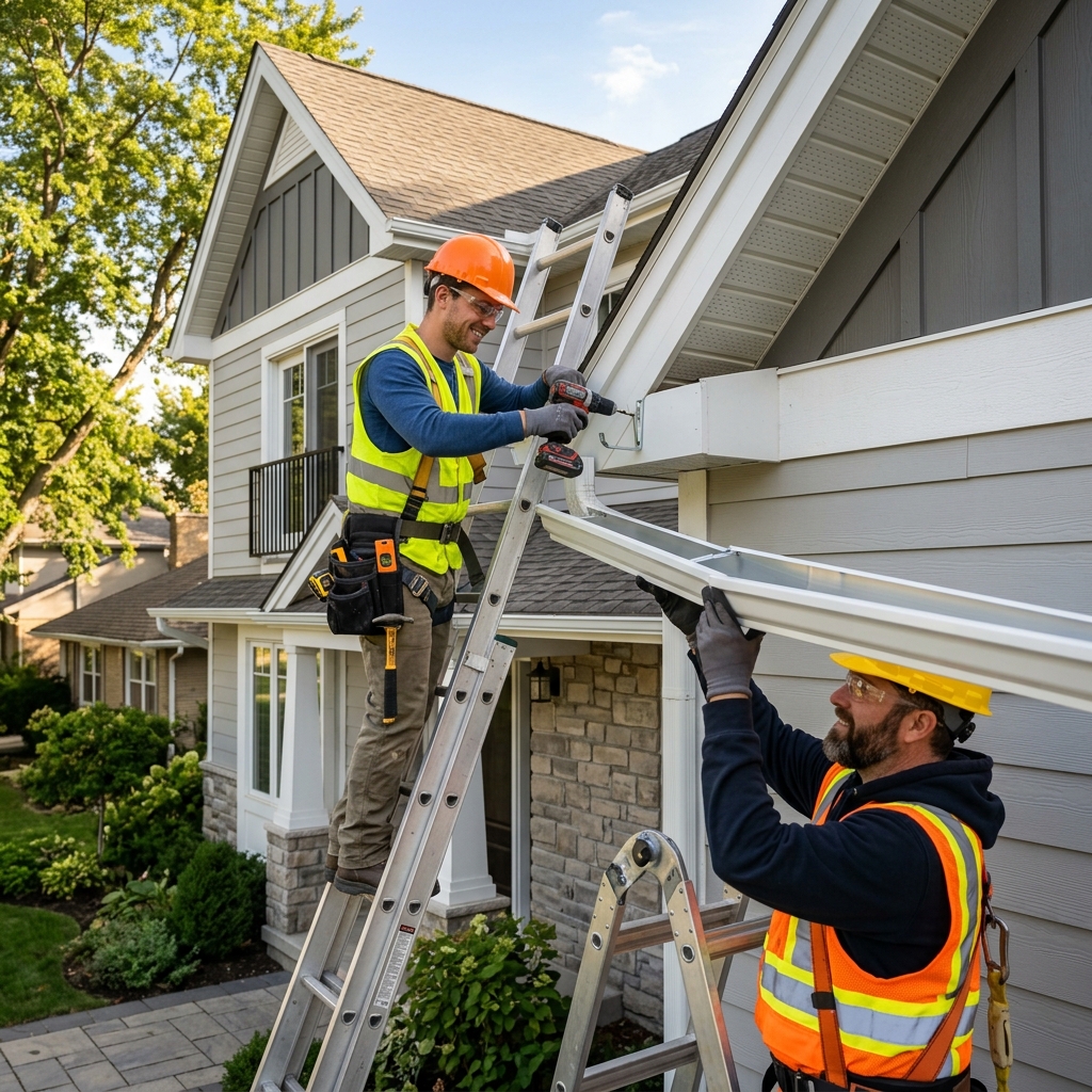 Derek Agnew's professional installation team on residential roofline